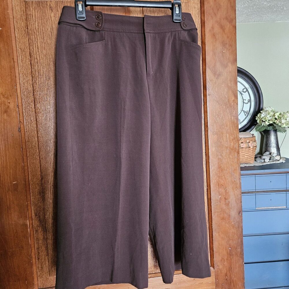 Nine West Pants, Women's Size 6, Brown,‎ Crop Dress Pants, Straight Leg Culottes